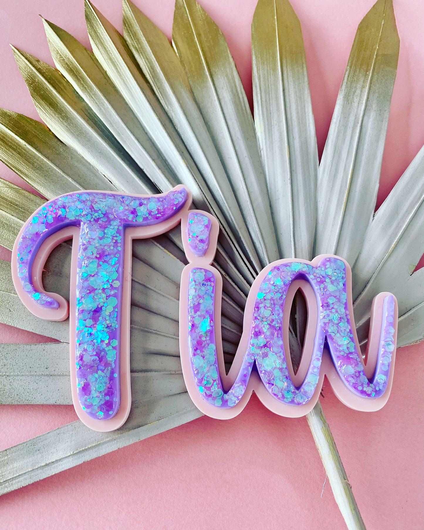 Double Layer Glitter Name Charm