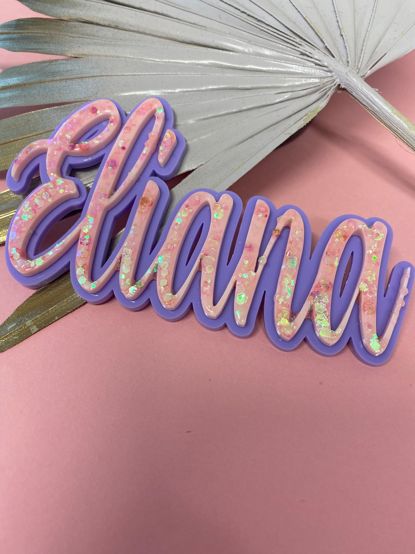 Double Layer Glitter Name Charm