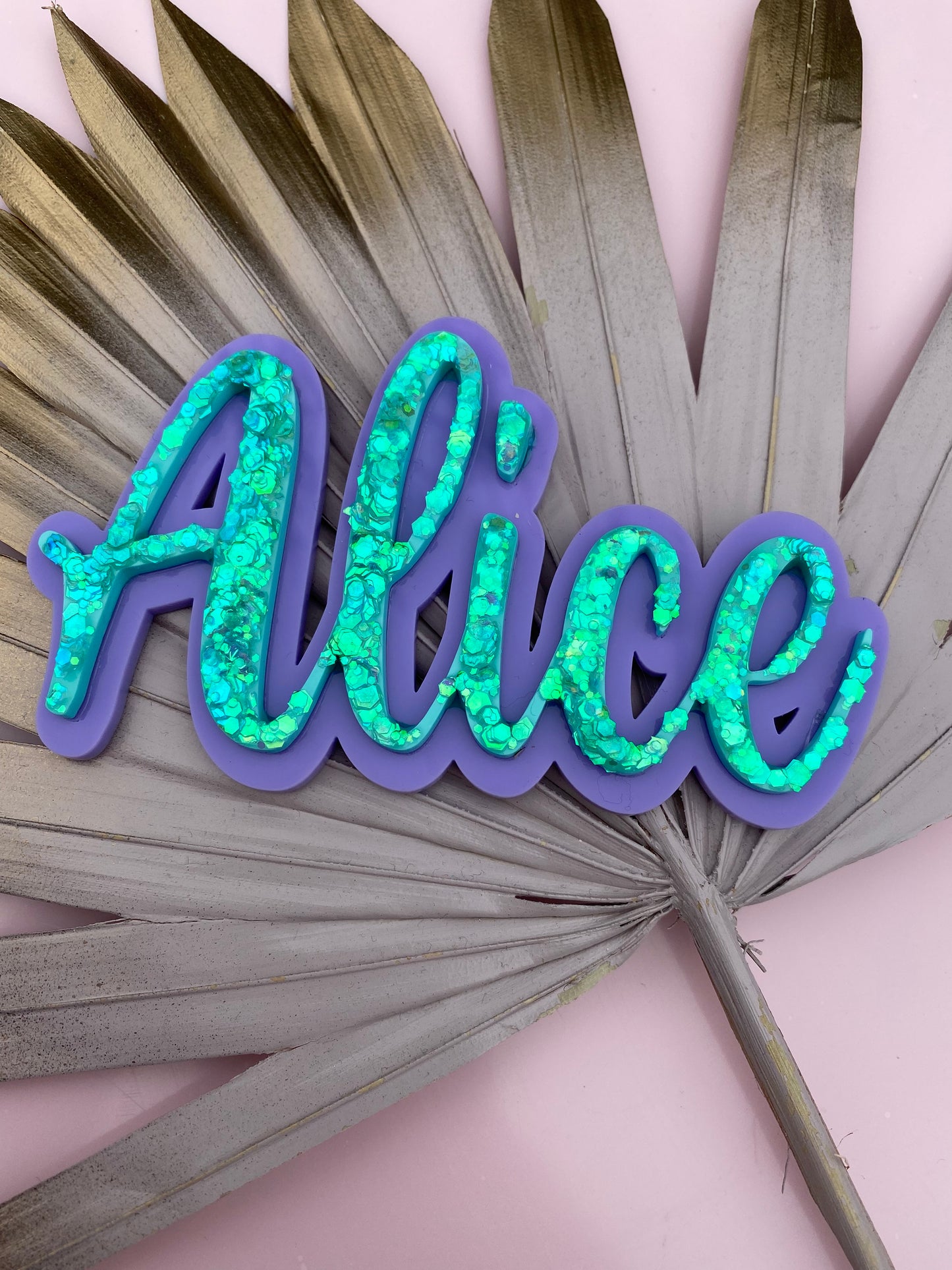 Double Layer Glitter Name Charm
